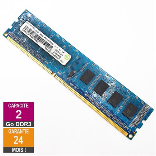 Barrette Mémoire 2Go RAM DDR3 Ramaxel RMR5030MM58E8F DIMM PC3-12800U 1Rx8 État correct - N/A reconditionné disponible sur Fnac