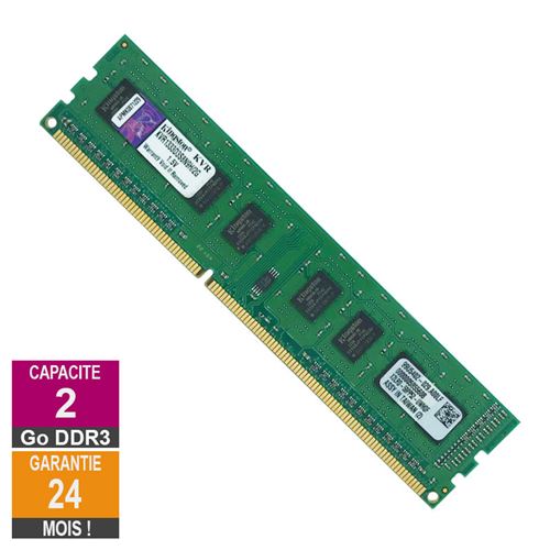 Barrette Mémoire 2Go RAM DDR3 Kingston KVR1333D3S8N9H/2G DIMM PC3-10600U État correct - Kingston reconditionné disponible sur Fnac