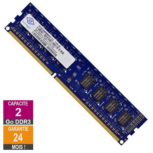 Barrette Mémoire 2Go RAM DDR3 Nanya NT2GC64B88B0NF-CG PC3-10600U 1333MHz 1Rx8 État correct - Nanya Technology Corporation reconditionné disponible sur Fnac