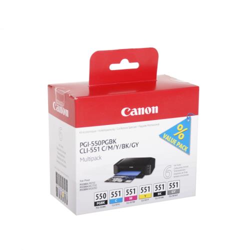 Multipack 6 cartouches d'encre Canon PGI-550 / CLI-551 État correct - Canon reconditionné disponible sur Fnac