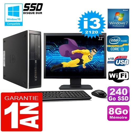 Pc hp compaq 8300 sff core i3-2120 ram 8go disque 240 go ssd wifi w7 ecran 22' État correct - Hewlett-Packard reconditionné disponible sur Fnac