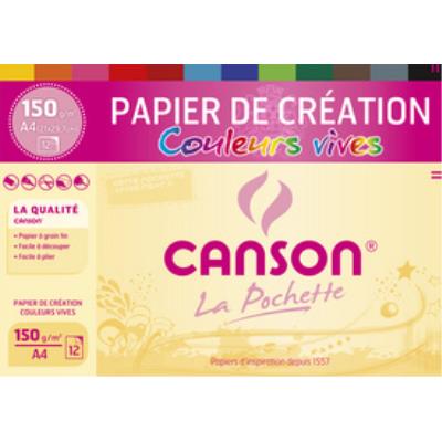 Pochette Canson Papier de Création couleurs claires 150g/m² 12 feuilles A4 - État correct Canson sur Fnac