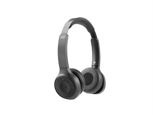 Cisco Headset 730 - Micro-casque - sur-oreille - Bluetooth - sans fil - Suppresseur de bruit actif - noir de charbon - avec support de chargement - pour Cisco DX70, DX80; IP DECT Phone 6825; IP Phone 88XX; Unified Wireless IP Phone 8821 État correct - N/A reconditionné disponible sur Fnac