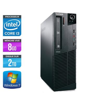 Unité centrale Lenovo ThinkCentre M81 SFF - Noir - Intel Core i3-2100 / 3.10 GHz - RAM 8 Go - HDD 2 To - DVDRW - Gigabit Ethernet - Windows 7 Professionnel État correct - Lenovo reconditionné disponible sur Fnac