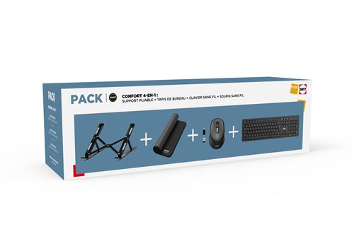 Pack Confort Clavier sans fil Azerty Port Designs Noir + Souris sans fil + tapis XL + support pliable État correct - Port Designs reconditionné disponible sur Fnac