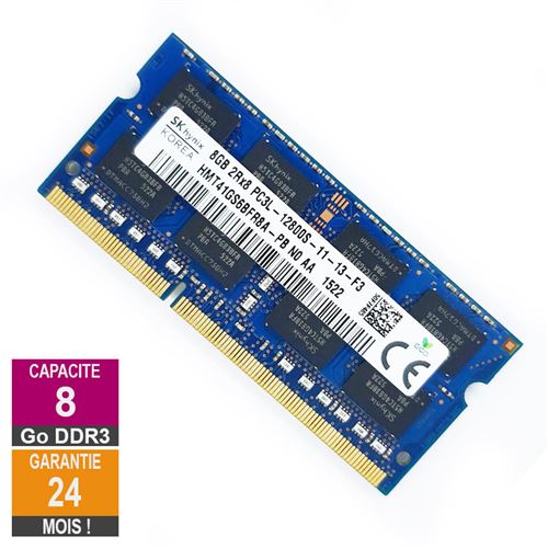 Barrette Mémoire 8Go RAM DDR3 Hynix HMT41GS6BFR8A-PB SO-DIMM PC3L-12800U 2Rx8 État correct - SK Hynix reconditionné disponible sur Fnac
