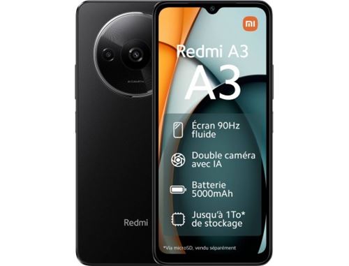 Smartphone Xiaomi Redmi A3 6,71"" Double SIM 128 Go Noir État correct - Xiaomi reconditionné disponible sur Fnac