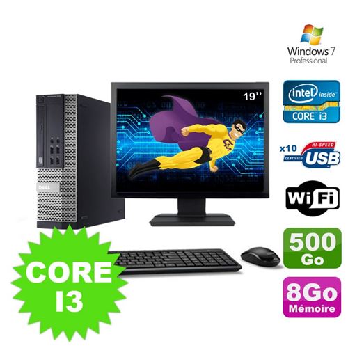Pc dell optiplex 990 sff i3-2120 3.3ghz 8go 500go dvd wifi w7 ecran 19' État correct - Dell reconditionné disponible sur Fnac