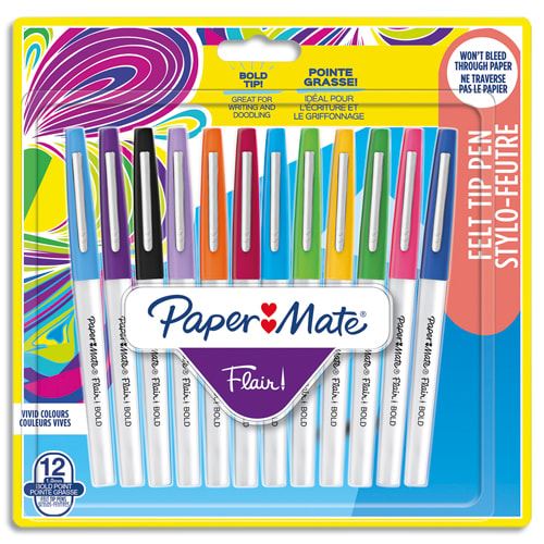 Blister de 12 feutres Papermate Flair Bold État correct - Paper Mate reconditionné disponible sur Fnac