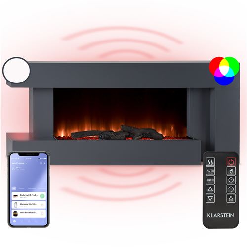 Chauffage électrique - Klarstein Studio Light & Fire 2 smart - Fausse cheminée - 1000/2000W - Connecté - Minuteur - Noir État correct - N/A reconditionné disponible sur Fnac
