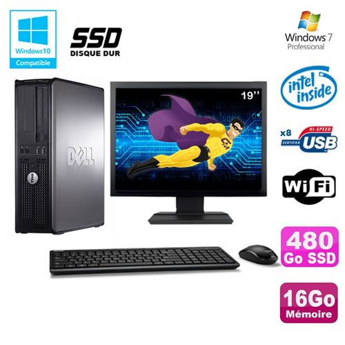 Pc dell optiplex 780 dt intel e7500 2.93ghz 16go 480go ssd wifi w7ecran 19' État correct - Dell reconditionné disponible sur Fnac