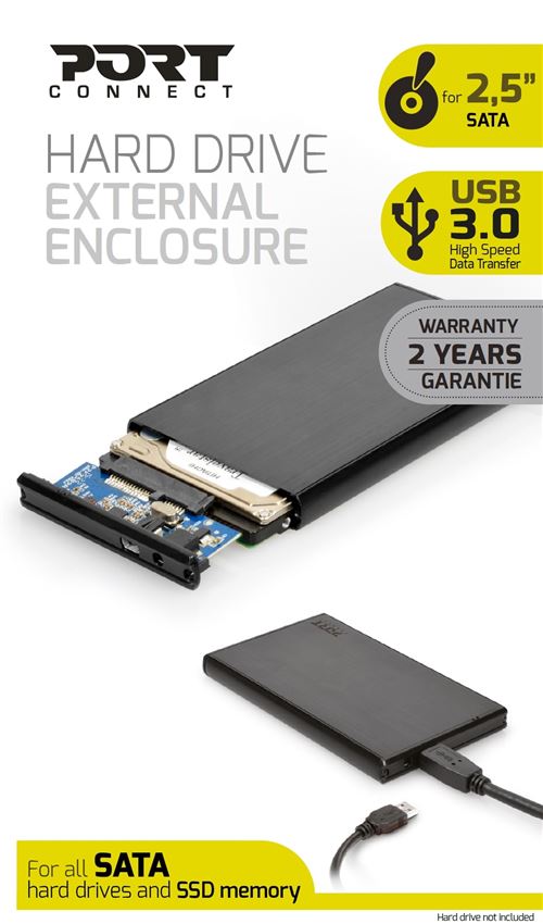 Boîtier pour Disque Dur Externe HDD 2.5"" Port Designs Noir État correct - Port Designs reconditionné disponible sur Fnac
