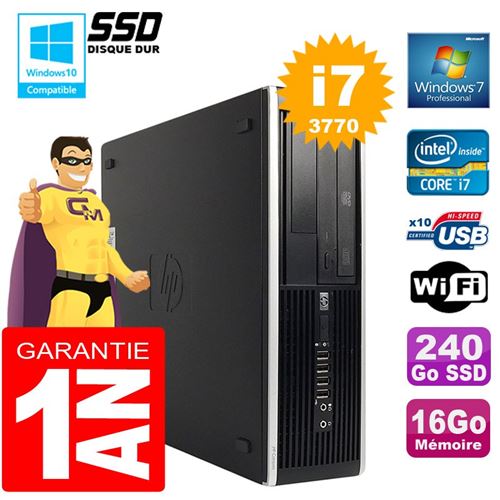 Pc hp compaq 8300 sff core i7-3770 ram 16go disque 240go ssd graveur dvd wifi w7 État correct - Hewlett-Packard reconditionné disponible sur Fnac