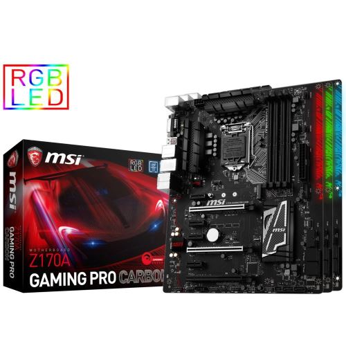 MSI Z170A GAMING PRO CARBON - Carte-mère - ATX - LGA1151 Socket - Z170 Chipset - USB 3.1 Gen 1, USB-C Gen2, USB 3.1 Gen 2 - Gigabit LAN - carte graphique embarquée (unité centrale requise) - audio HD (8 canaux) - État correct MSI sur Fnac