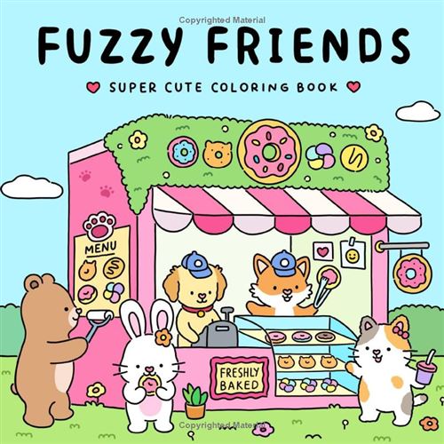 Fuzzy Friends – Livre de coloriage super mignon pour adultes et ados | 40 illustrations d’animaux adorables, pages recto seul État correct - N/A reconditionné disponible sur Fnac