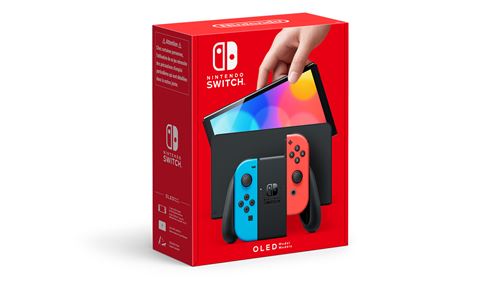Nintendo Switch (modèle OLED) avec manettes Joy-Con bleu néon / rouge néon