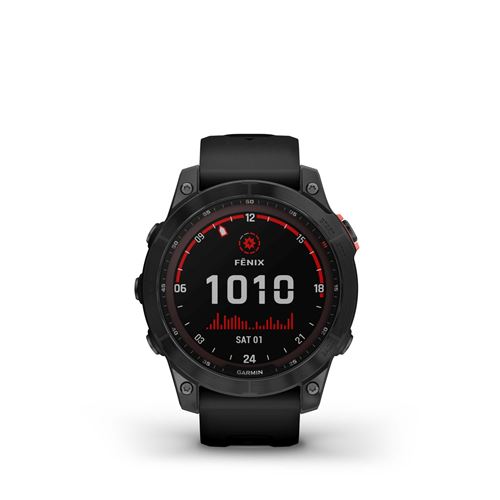 Montre connectée Garmin Fenix 7 Solar Gray avec bracelet silicone Noir État correct - Garmin reconditionné disponible sur Fnac