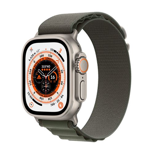 Apple Watch Ultra - 49 mm - titane - montre intelligente avec Boucle Alpine - textile - vert - taille du bracelet : L - 32 Go - Wi-Fi, LTE, UWB, Bluetooth - 4G - 61.3 g État correct - N/A reconditionné disponible sur Fnac