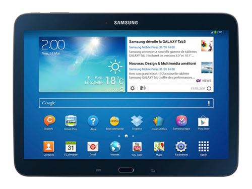 Samsung Galaxy Tab 3 - Tablette - Android 4.2 (Jelly Bean) - 16 Go - 10.1"" TFT (1280 x 800) - hôte USB - Logement microSD - noir minuit État correct - N/A reconditionné disponible sur Fnac