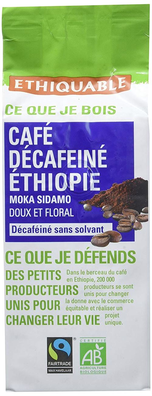 Acheter Ethiquable Café Moulu Décaféiné Ethiopie Bio et Equitable 250 g Max Havelaar - Lot de 4 État correct - 84,80 € Ethiquable Café Moulu Décaféiné Ethiopie Bio et Equitable 250 g Max Havelaar - Lot de 4 État correct - Etiquable reconditionné disponible sur Fnac