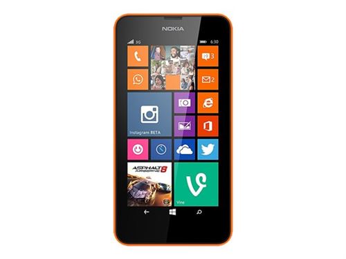 Acheter Nokia Lumia 630 Dual SIM - 3G smartphone - double SIM - RAM 512 Mo / Mémoire interne 8 Go - microSD slot - Écran LCD - 4.5"" - 480 x 854 pixels - rear camera 5 MP - orange vif État correct - 205,23 € Nokia Lumia 630 Dual SIM - 3G smartphone - double SIM - RAM 512 Mo / Mémoire interne 8 Go - microSD slot - Écran LCD - 4.5"" - 480 x 854 pixels - rear camera 5 MP - orange vif État correct - Nokia reconditionné disponible sur Fnac