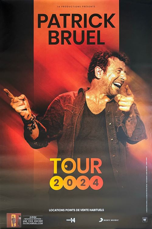 Affiche - Patrick BRUEL - Tour 2024 - 78x118cm État correct - N/A reconditionné disponible sur Fnac