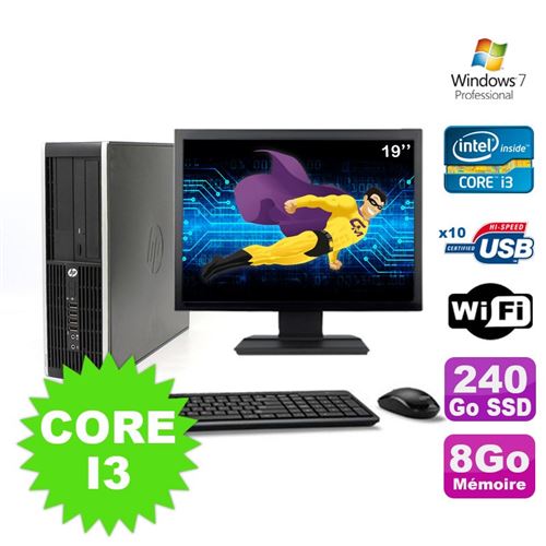 Pc hp compaq elite 8100 sff core i3-530 8go 240go ssd dvd wifi w7 ecran 19' État correct - Hewlett-Packard reconditionné disponible sur Fnac