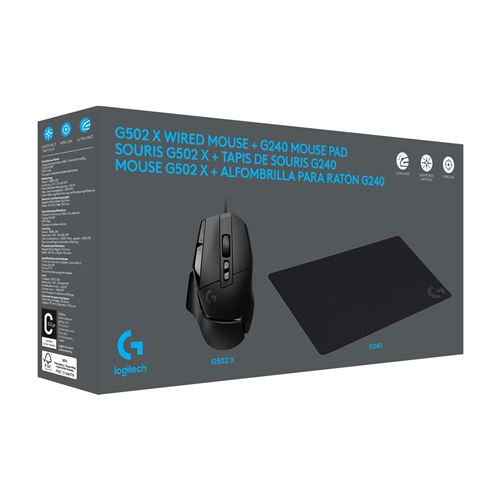 Acheter Souris Gaming filaire Logitech G502 X Noir + Tapis de souris G240 État correct - 35,99 € Souris Gaming filaire Logitech G502 X Noir + Tapis de souris G240 État correct - Logitech reconditionné disponible sur Fnac