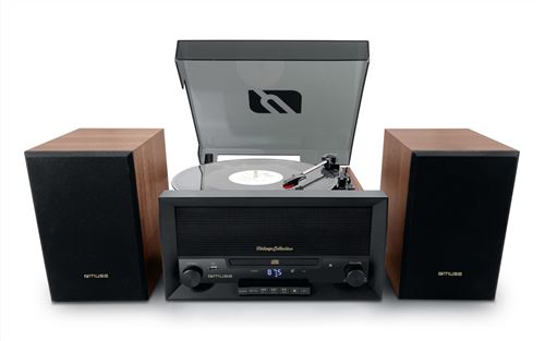 Micro Système CD avec platine vinyle sans fil Bluetooth Muse MT-120 MB Noir et marron État correct - Muse reconditionné disponible sur Fnac