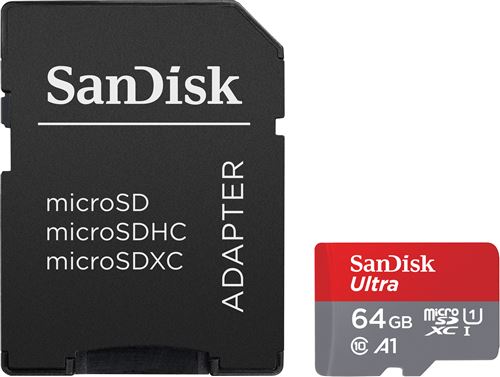 Carte mémoire micro SDHC et SDXC SanDisk Ultra PLUS UHS-I Class 10 64 Go + Adaptateur SD État correct - SanDisk reconditionné disponible sur Fnac