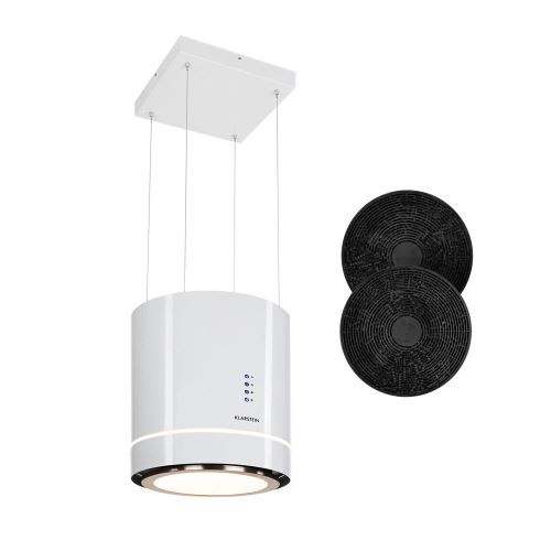 Klarstein Tron Ambience Hotte îlot aspirante Ø 38 cm 540 m³/h - 3 vitesses - Classe A - Blanche État correct - Klarstein reconditionné disponible sur Fnac