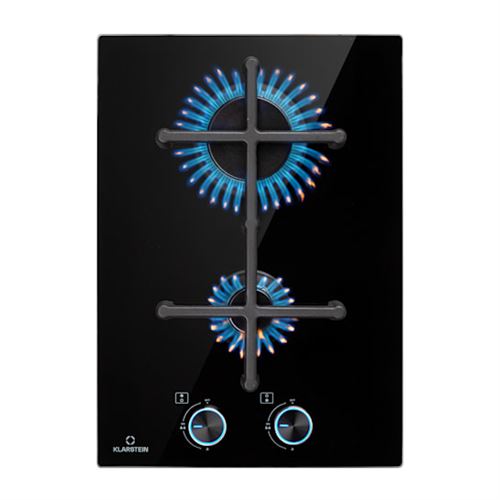 Plaque de cuisson à gaz - Klarstein Illuminosa Domino - 2 feux brûleur Sabaf vitrocéramique - Noir État correct - N/A reconditionné disponible sur Fnac