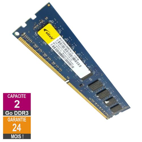 Barrette Mémoire 2Go RAM DDR3 Elixir M2F2G64CB88B7N-CG DIMM PC3-10600U État correct - N/A reconditionné disponible sur Fnac