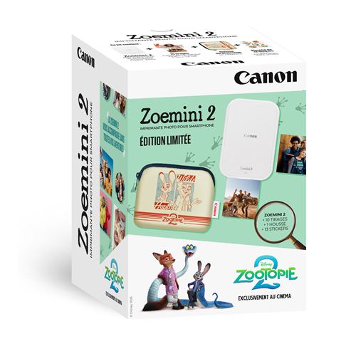 Kit Imprimante Photo Canon Zoemini 2 Edition Zootopie 2 Blanc + 10 recharges + Housse Zootopie 2 + Stickers État correct - Canon reconditionné disponible sur Fnac