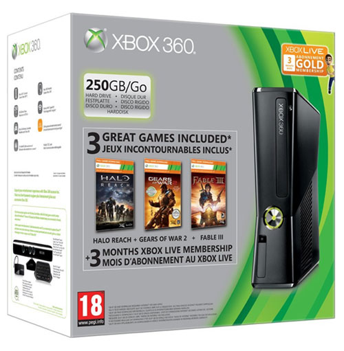 Console Xbox 360 250 Go Microsoft + Halo Reach + Gears of War 2 + Fable 3 + 3 mois d’abonnement gratuit au Xbox Live Gold État correct - Microsoft reconditionné disponible sur Fnac