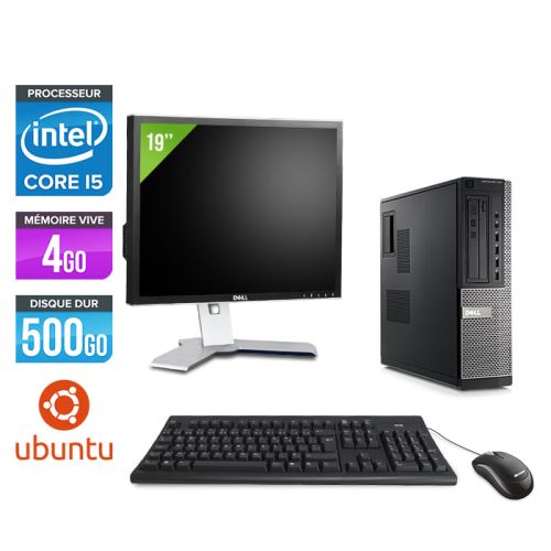 Pc Dell Optiplex 790 Desktop + Ecran 19'' - Noir - Intel Core i5-2400 / 3,10 GHz - RAM 4Go - HDD 500 Go - DVD - Gigabit Ethernet - Ubuntu / Linux État correct - Dell reconditionné disponible sur Fnac