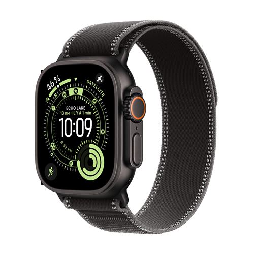 Apple Watch Ultra 3 GPS + Cellular 49mm Boitier en Titane Noir avec Boucle Trail noir/charbon M/L
