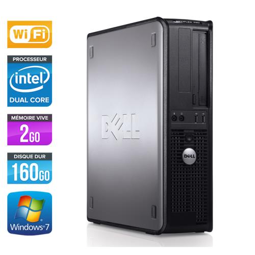 Unité centrale Dell Optiplex 780 Desktop - Gris - Intel Core Duo E5300 / 2.60 GHz - RAM 2 Go - HDD 160 Go - DVD - Gigabit Ethernet - Wifi - Windows 7 Professionnel État correct - Dell reconditionné disponible sur Fnac