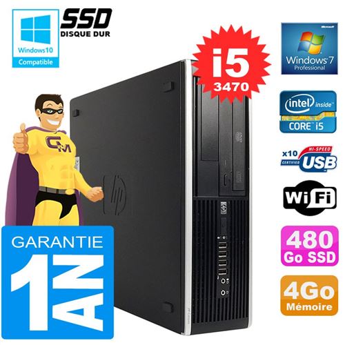 Pc hp compaq 8300 sff core i5-3470 ram 4go disque 480 go ssd graveur dvd wifi w7 État correct - Hewlett-Packard reconditionné disponible sur Fnac