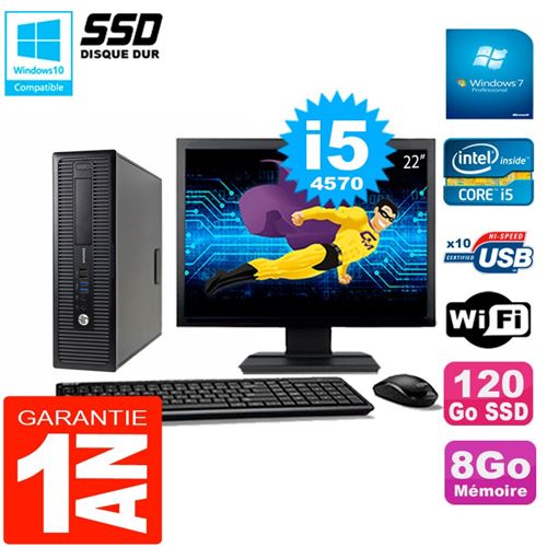 Pc hp elitedesk 800 g1 sff ecran 22' core i5-4570 8go disque 120 go ssd wifi w7 État correct - Hewlett-Packard reconditionné disponible sur Fnac