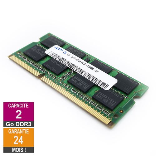 Barrette Mémoire 2Go RAM DDR3 Samsung M471B5673FH0-CF8 SO-DIMM PC3-8500 1066MHz 2Rx8 État correct - Samsung reconditionné disponible sur Fnac