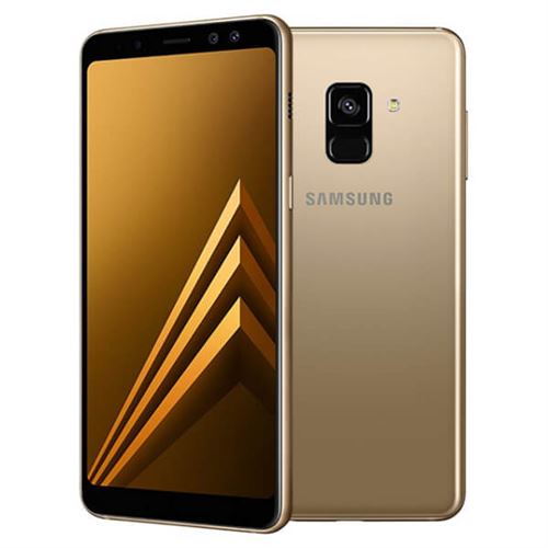 Samsung Galaxy A8 (2018) - 4G smartphone - double SIM - RAM 4 Go / Mémoire interne 32 Go - microSD slot - écran OEL - 5.6"" - 2220 x 1080 pixels - rear camera 16 MP - 2x front cameras 16 MP, 8 MP - or État correct - Samsung reconditionné disponible sur Fnac