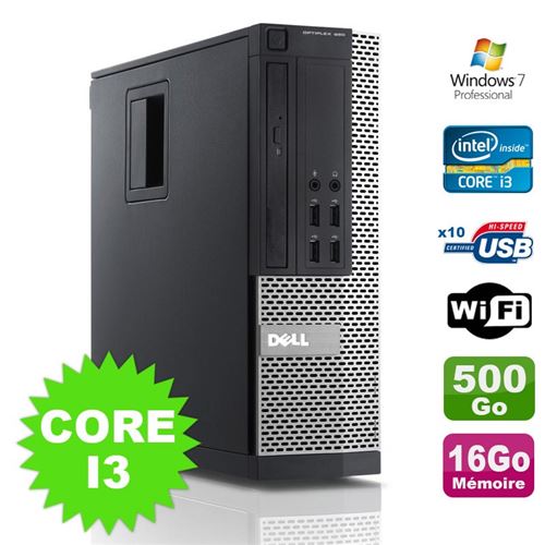 Pc dell optiplex 990 sff i3-2120 3.3ghz 16go disque 500go dvd wifi w7 État correct -  reconditionné disponible sur Fnac
