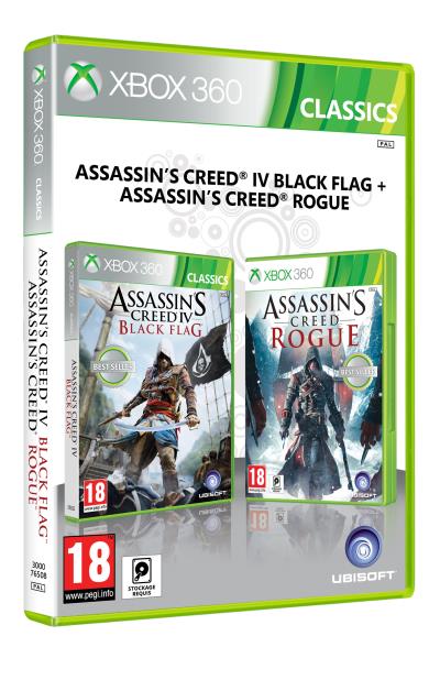 Compilation Assasin's Creed 4 Black Flag + Assasin's Creed Rogue Xbox 360 État correct - Ubisoft reconditionné disponible sur Fnac