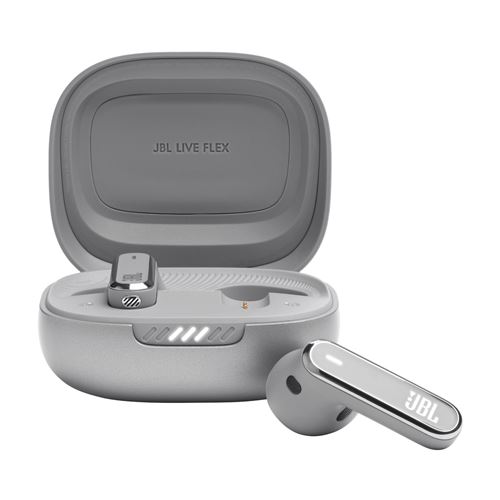 Ecouteurs sans fil True Wireless JBL Live Flex avec réduction de bruit active Argent État correct - JBL reconditionné disponible sur Fnac