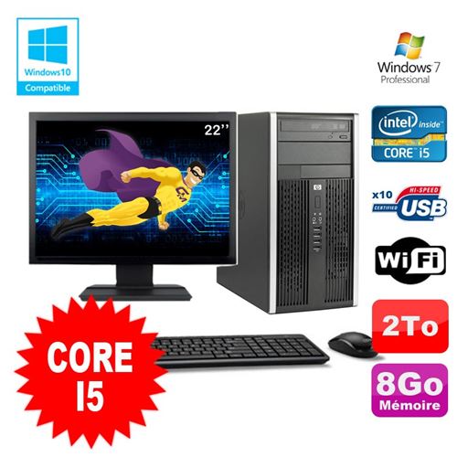 Pc tour hp pro 6200 core i5 3.1ghz 8go 2000go graveur wifi w7 ecran 22' État correct - Hewlett-Packard reconditionné disponible sur Fnac