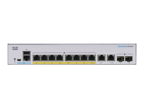 Cisco Business 250 Series CBS250-8FP-E-2G - Commutateur - C3 - intelligent - 8 x 10/100/1000 (PoE+) + 2 x SFP Gigabit combiné - Montable sur rack - PoE+ (120 W) État correct - N/A reconditionné disponible sur Fnac