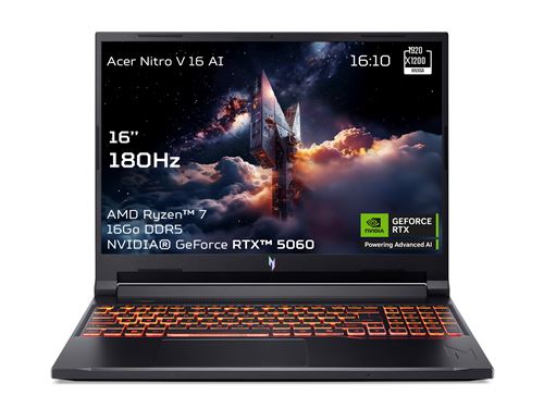 Acheter PC portable gaming Acer Nitro V 16 AI ANV16-42-R3JW 16"" WUXGA 180 Hz AMD Ryzen™ 7 16 Go RAM 512 Go SSD Nvidia GeForce RTX 5060 Noir État correct - 922,99 € PC portable gaming Acer Nitro V 16 AI ANV16-42-R3JW 16"" WUXGA 180 Hz AMD Ryzen™ 7 16 Go RAM 512 Go SSD Nvidia GeForce RTX 5060 Noir État correct - Acer reconditionné disponible sur Fnac