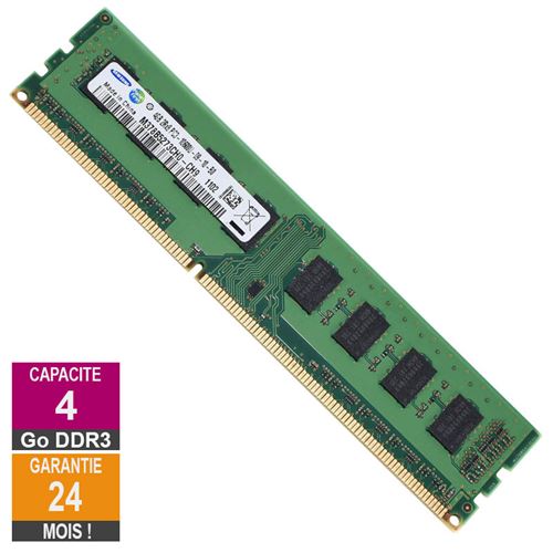 Barrette Mémoire 4Go RAM DDR3 Samsung M378B5273CH0-CH9 DIMM PC3-10600U État correct - Samsung reconditionné disponible sur Fnac