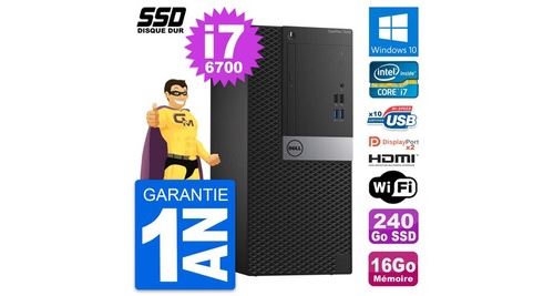 Pc tour dell optiplex 7040 intel i7-6700 ram 16go ssd 240go hdmi windows 10 wifi État correct - N/A reconditionné disponible sur Fnac